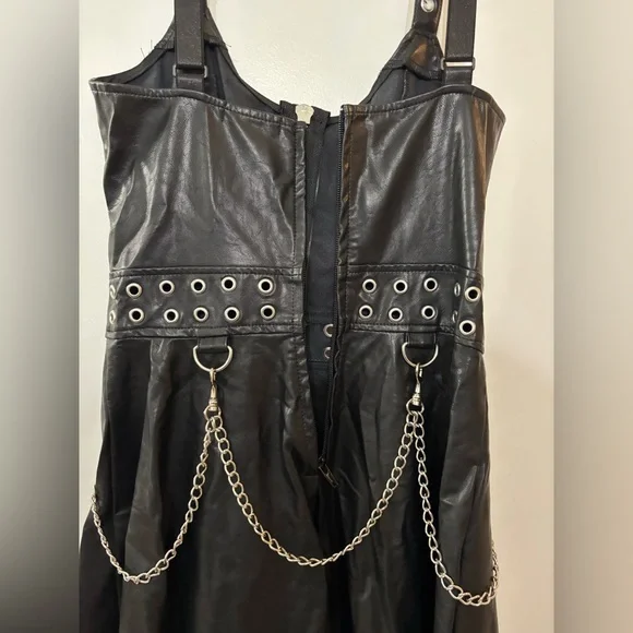 Widow Dolls Kill Black Faux Leather Mini Dress Size Small Gothic Grunge Punk - Picture 4 of 16
